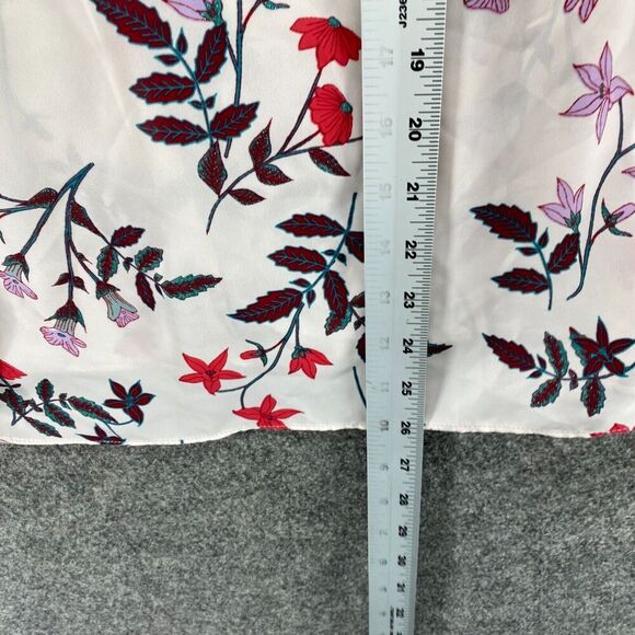 LC Lauren Conrad Blouse Women S Small White Floral Long Sleeve Round Neck Sheer - Picture 8 of 9